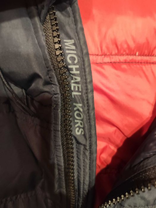 Geaca jacheta puf si pene 54 XXL Michael Kors premium albastru inchis