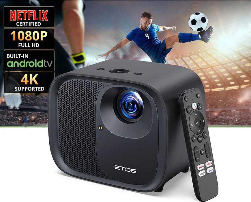 Proiector FHD, 1080P ETOE E3 Pro, Android, 600ANSI, 4K + SUPORT - NOU