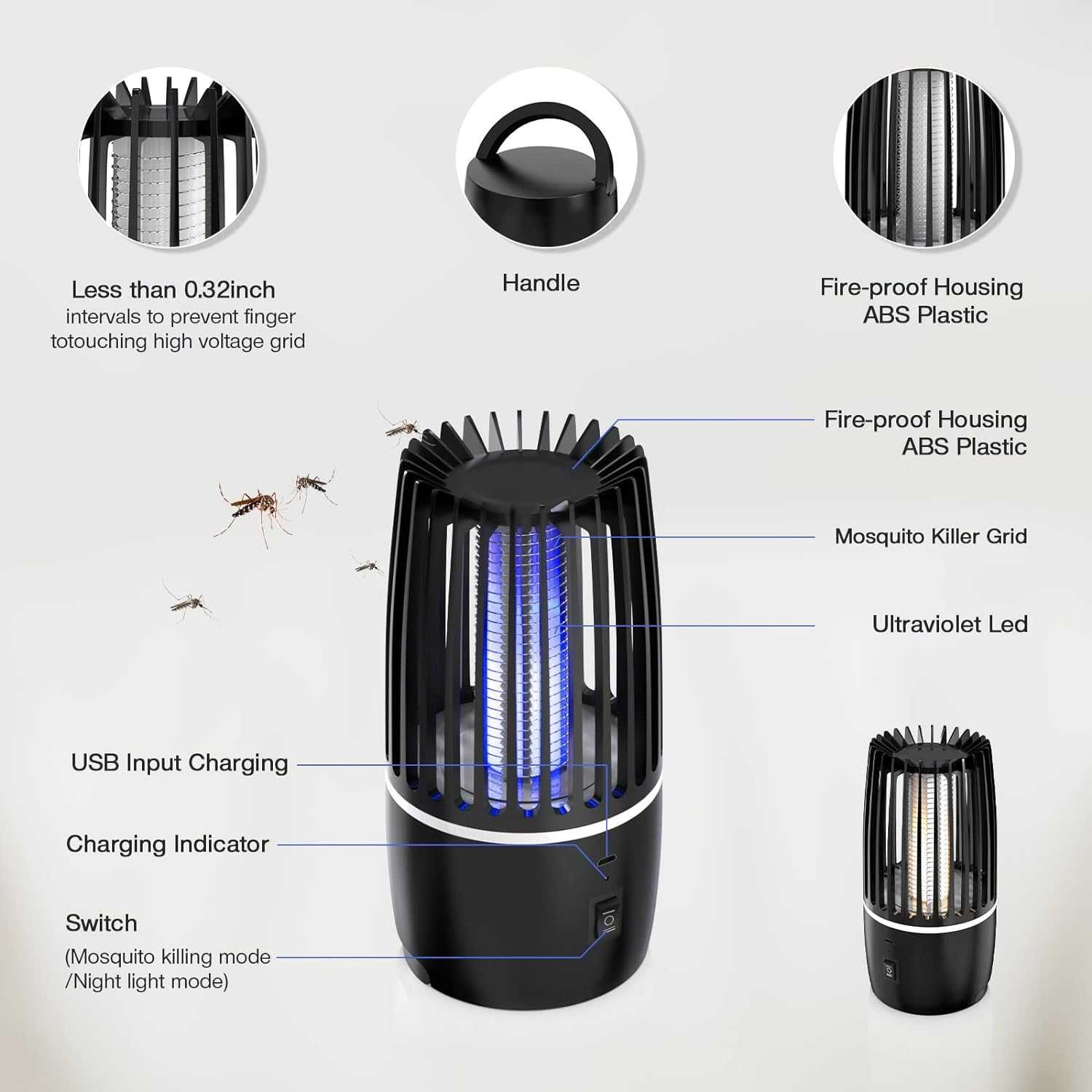 lampa(capcana) Anti-Insecte lumina UV portabila cu acumul de la 150RON