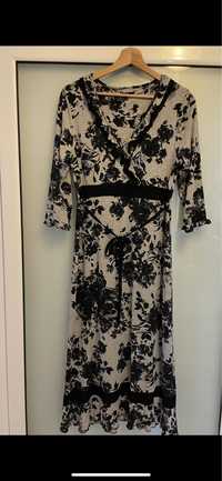 Per Una, Clothing, M&S, UK, rochie, nr. 12/14, alb gri floral noua