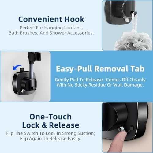 Нов Регулируем държач за душ с вакуум – ABS, водоустойчив и стабилен