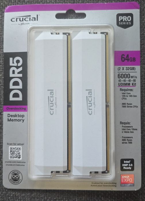 Ram 64gb 6000 Crucial Pro intel xmp3.0 Amd Epo Noi