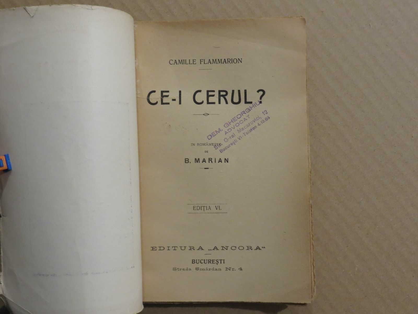 Ce-i cerul ?   Camille Flammarion   1930