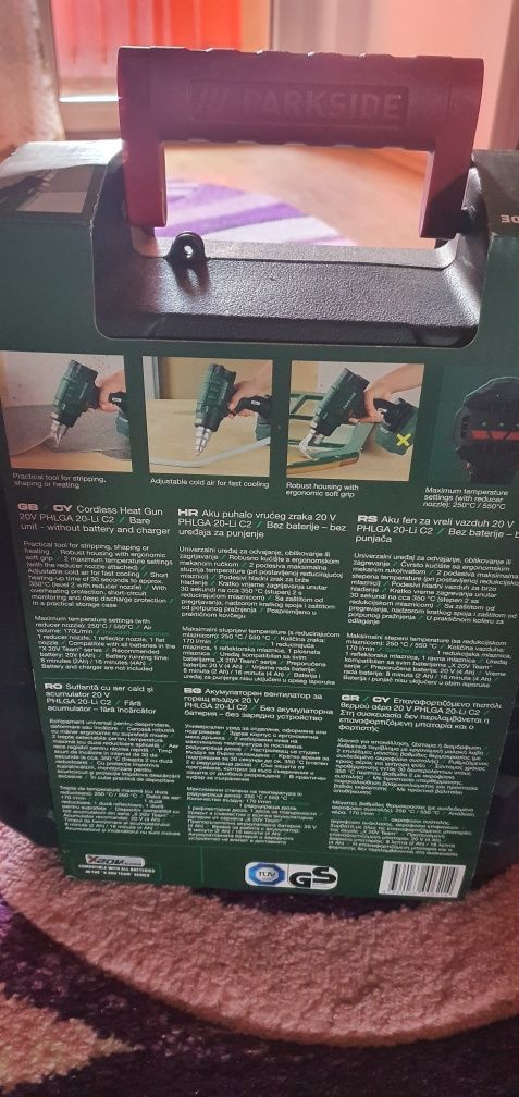 Vand suflanta aer cald parkside 20V