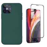 Iphone 12/13/14 MINI Husa Slim Interior Textil +Folie Sticla Hard Glas
