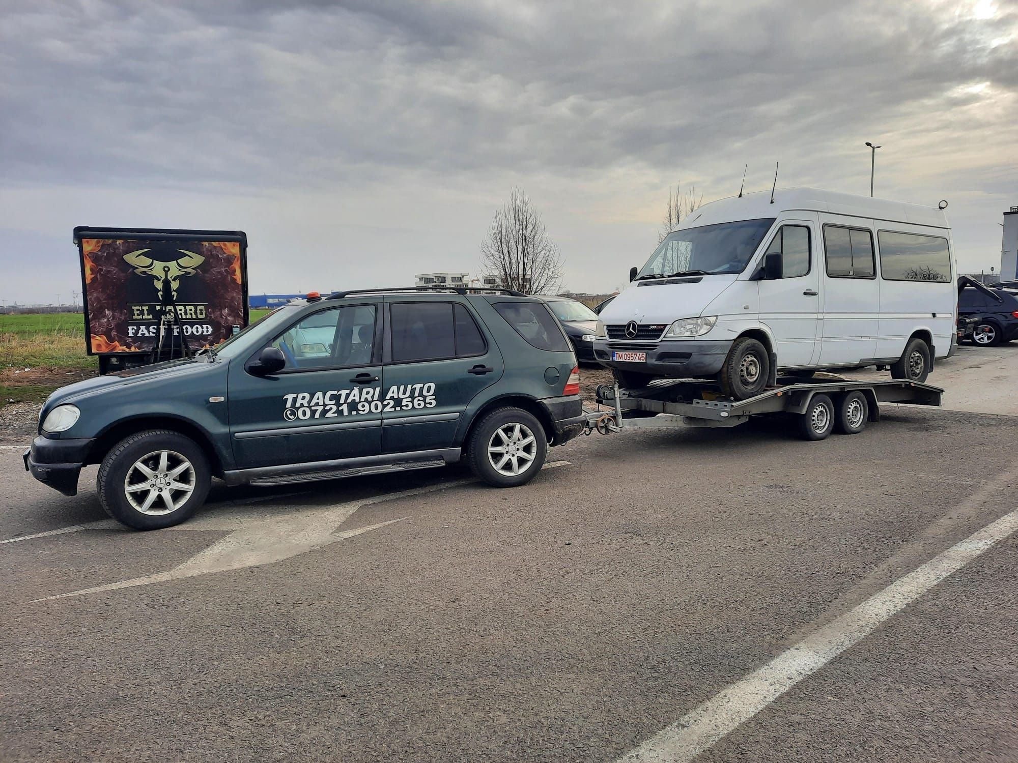 Tractări auto Timișoara,  Ungaria,  Autostrada A1,  Platformă / Șlep