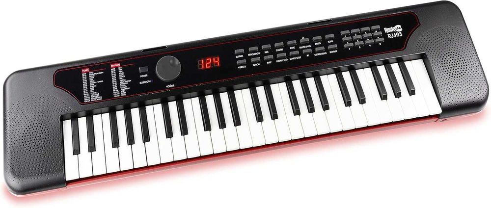 Синтезатор 49 клавиша Електронно пиано RockJam USB Черно Розово