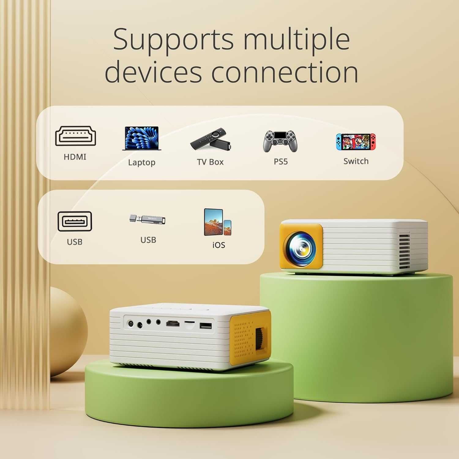 НОВ! Мини проектор – Full HD 1080P, 50% Zoom, HDMI/USB