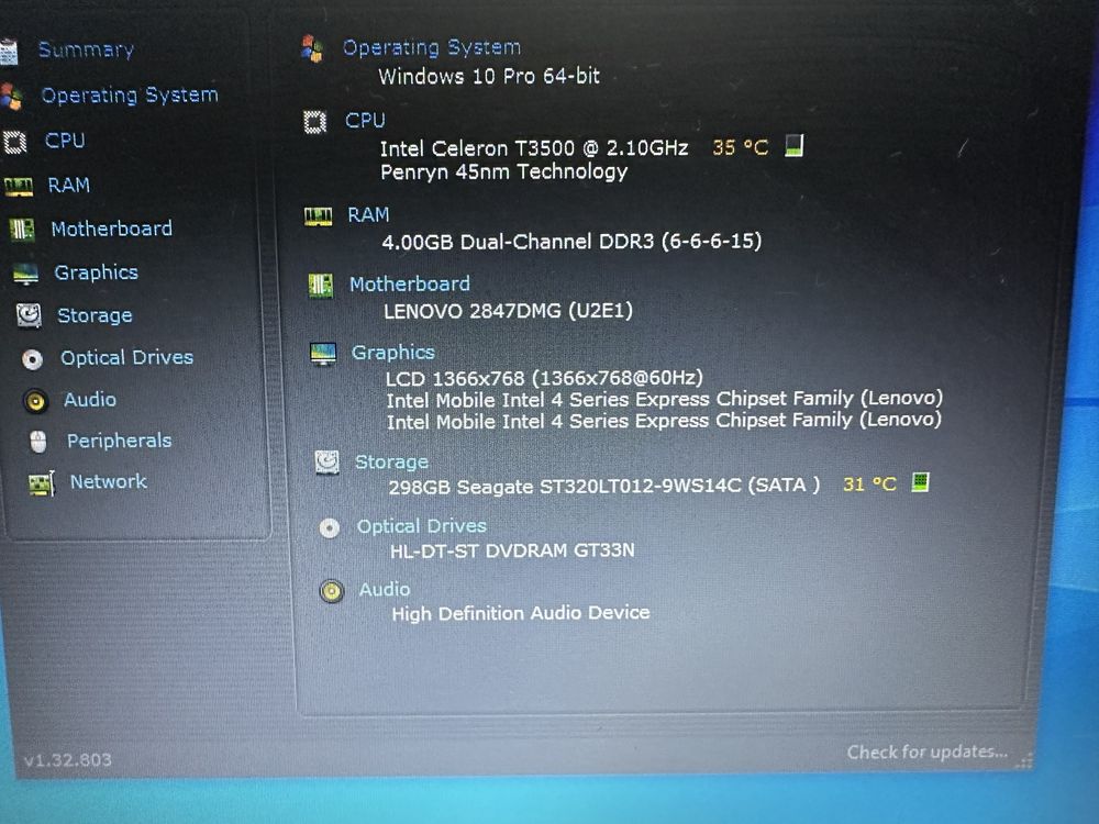 Lenovo SL510 15.6 led-INTEL 2.10Ghz- 4Gb Ram-Stocare 500 GB-Windows 10