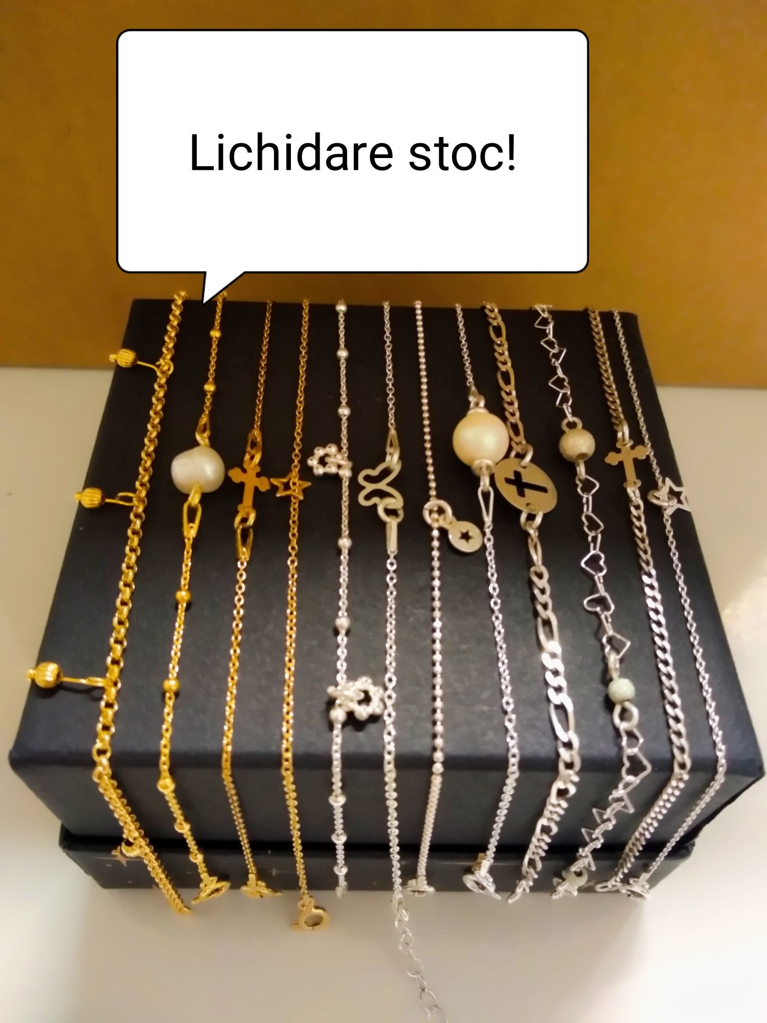 Lichidare stoc!- 12 Bratari argint/placate aur