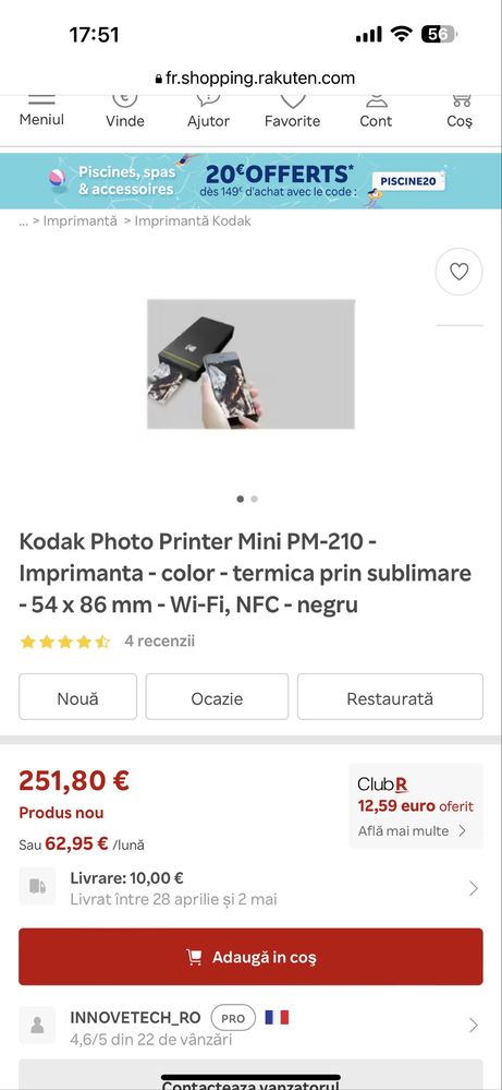 Imprimanta foto mini Kodak