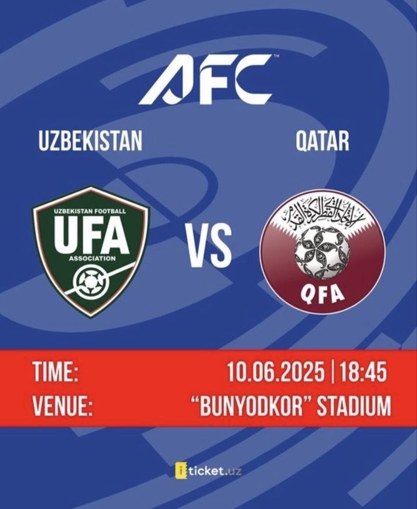 Uzbekistan vs Qatar uyiniga bilet