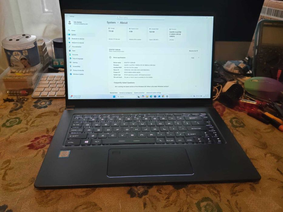 laptop gaming msi MS-16S1, i7-gen.8