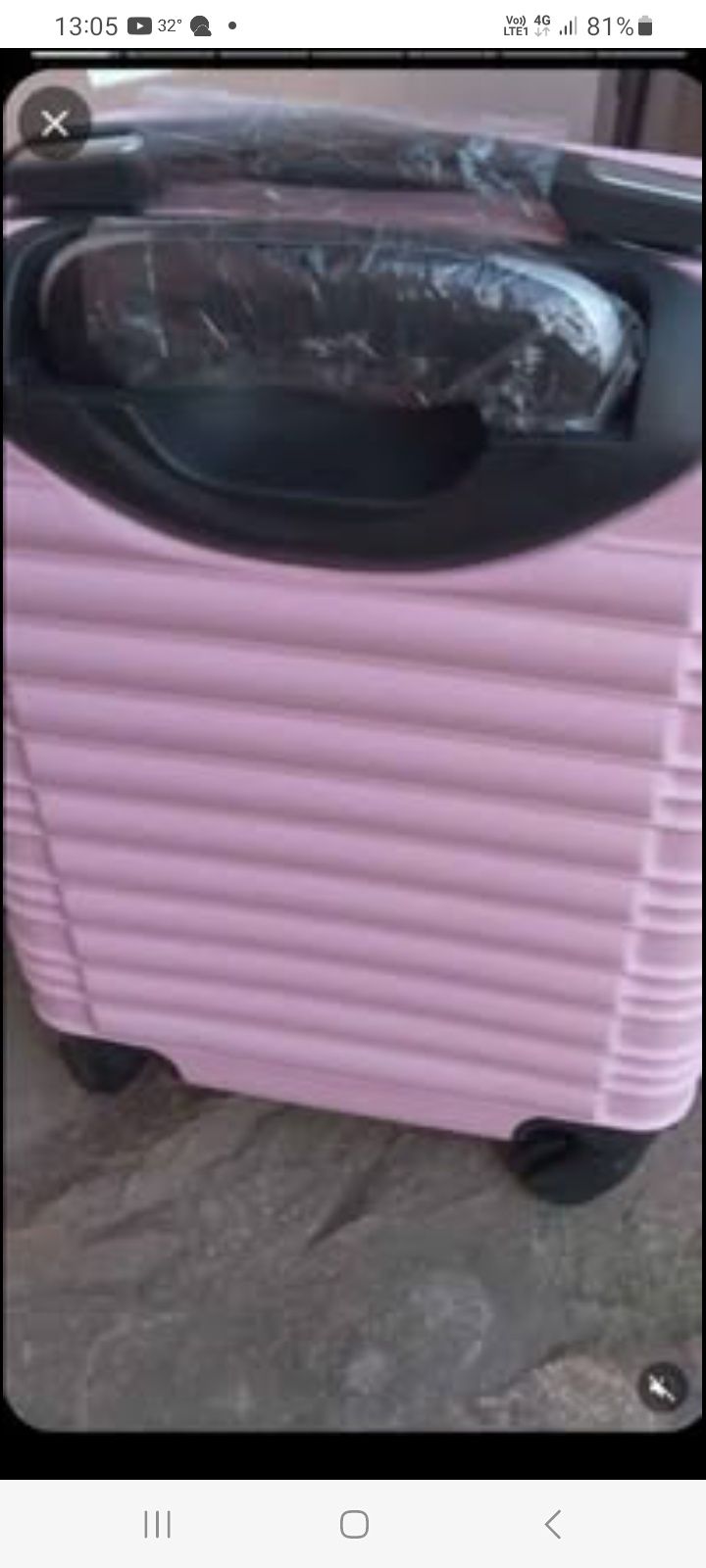 Valiza roz ,inaltă 40 cm,lat 31 cm ,nouā.