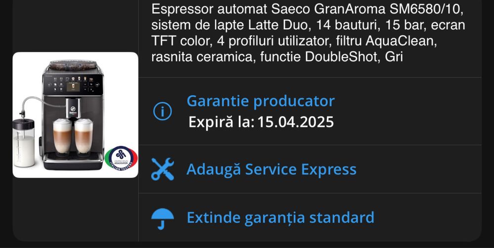 Espressor automat Saeco GranAroma SM6580/10