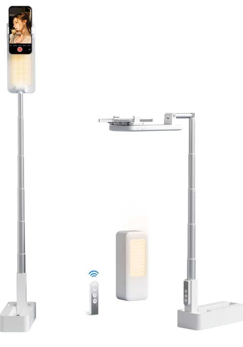 Стойка за телефон акумулаторна 360°въртяща със светлина, регулируема