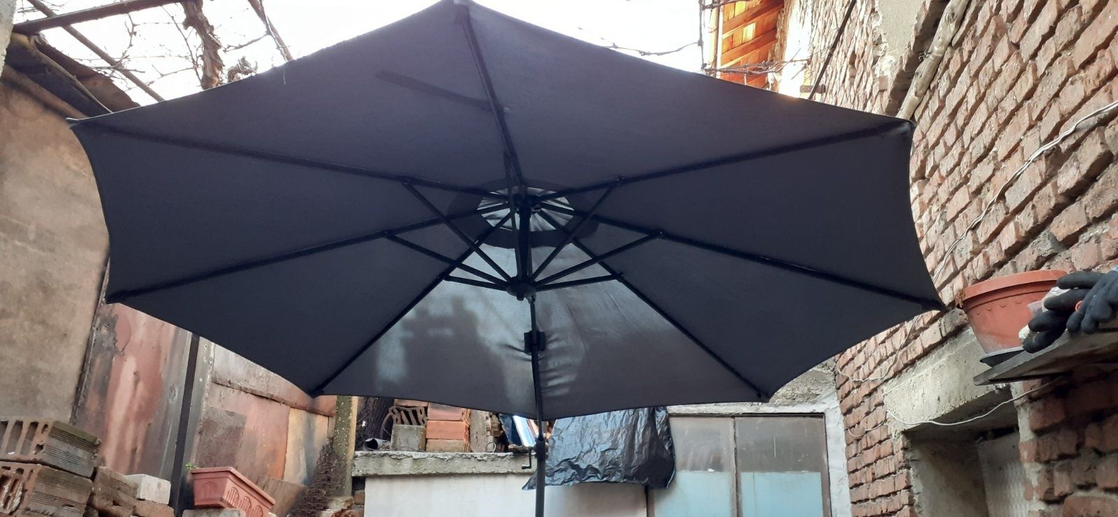 Голям градински чадър 3 метра диаметъра, графит