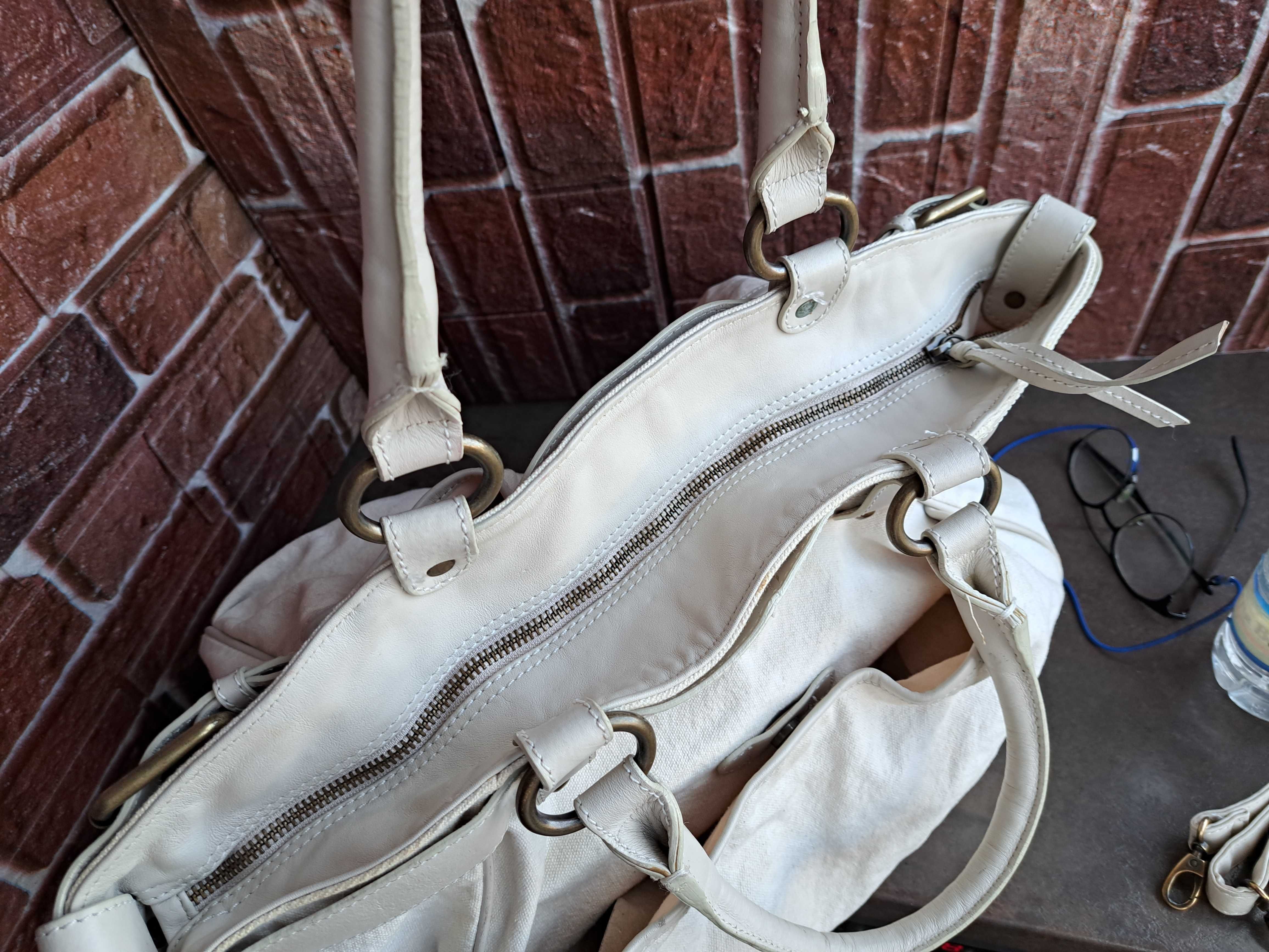 бежова текстилна чанта,торба-естествена кожа