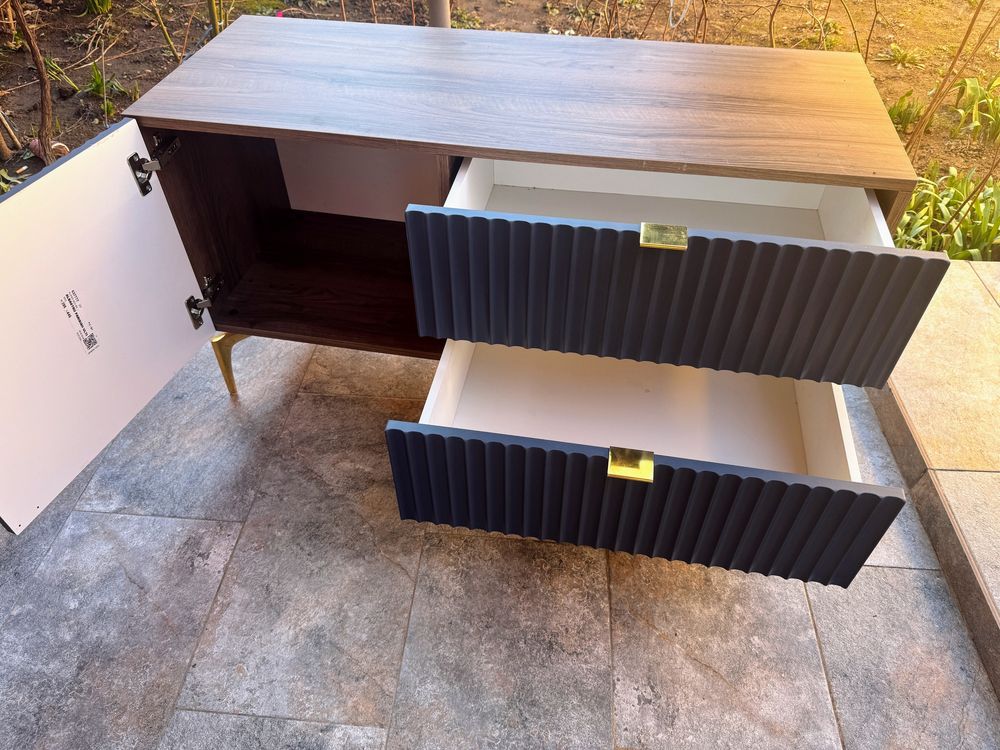 Comoda Tv Noua Mobexpert model Wave sertare amortizor nuc albastru