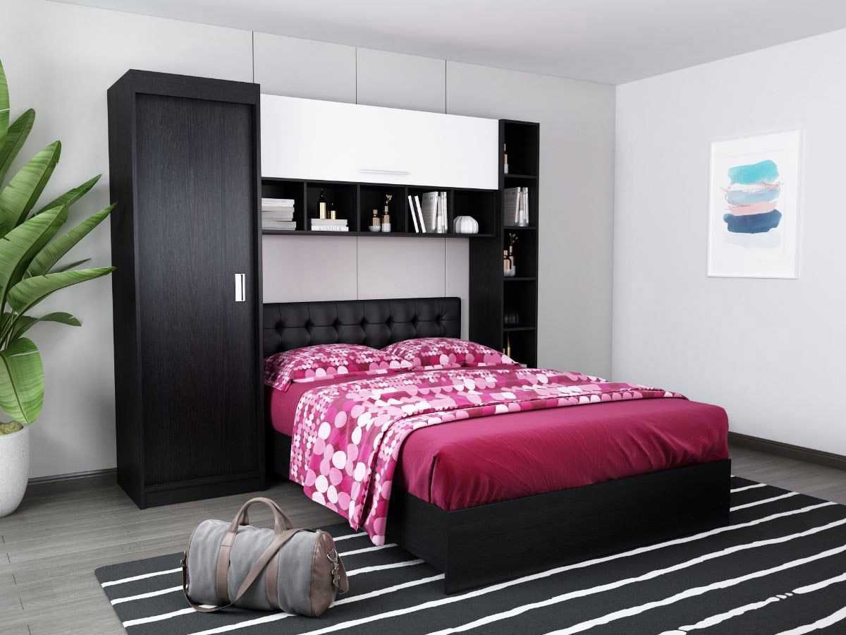 Set Dormitor Bingo 2.27m cu pat tapitat Wenge incadrat