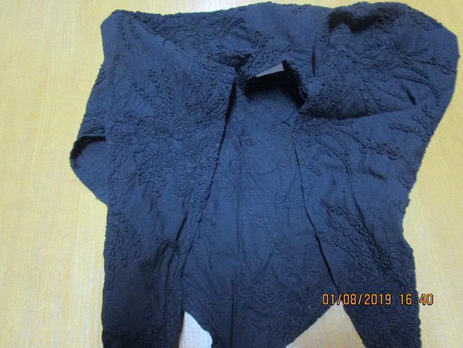 Уникален Френски черен памучен шал Eple & Melk с шикозна бродерия