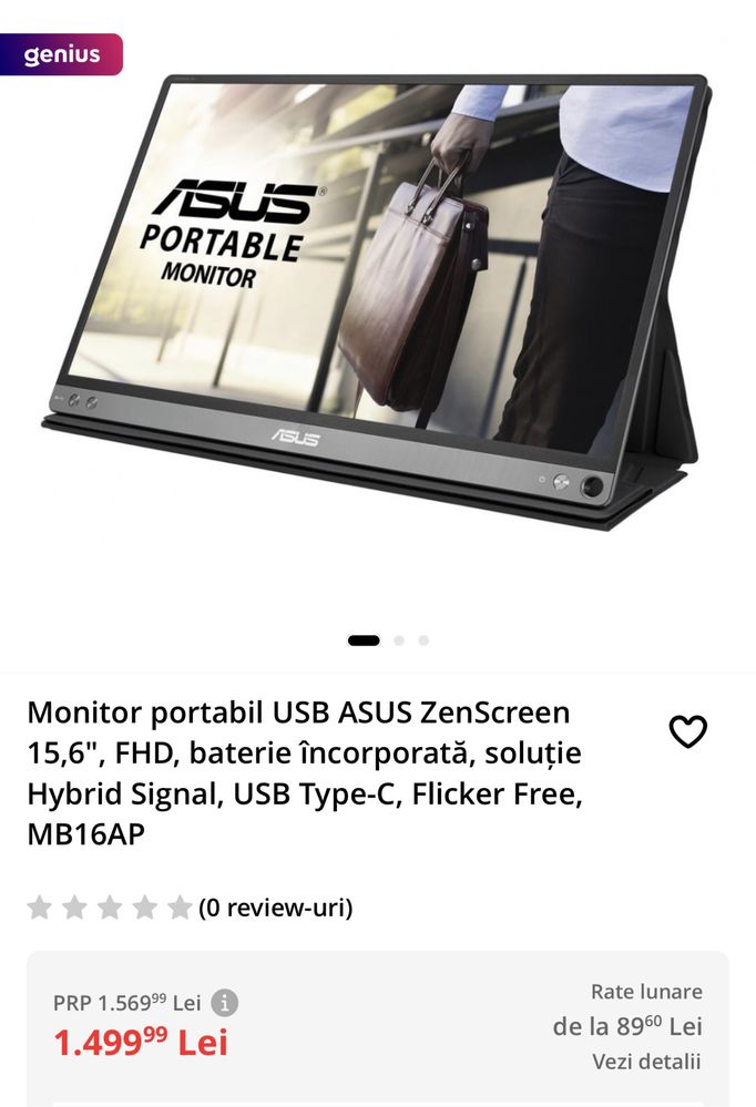 Monitor Portabil Asus Zenscreen 16'