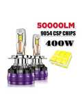 Set 2 Becuri Led H4 H7 H8 H9 H11 400W 50000LM 6500k Canbus