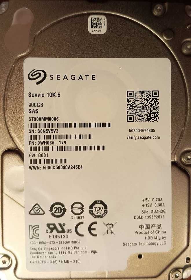 Жесткие диски SATA, 2 TB; 500 GB; SAS 900 GB в отличном состоянии