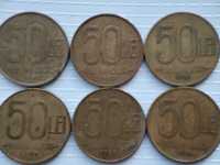 Monede 50 lei din anii 1991, 1992, 1993, 1994, 1995, 1996