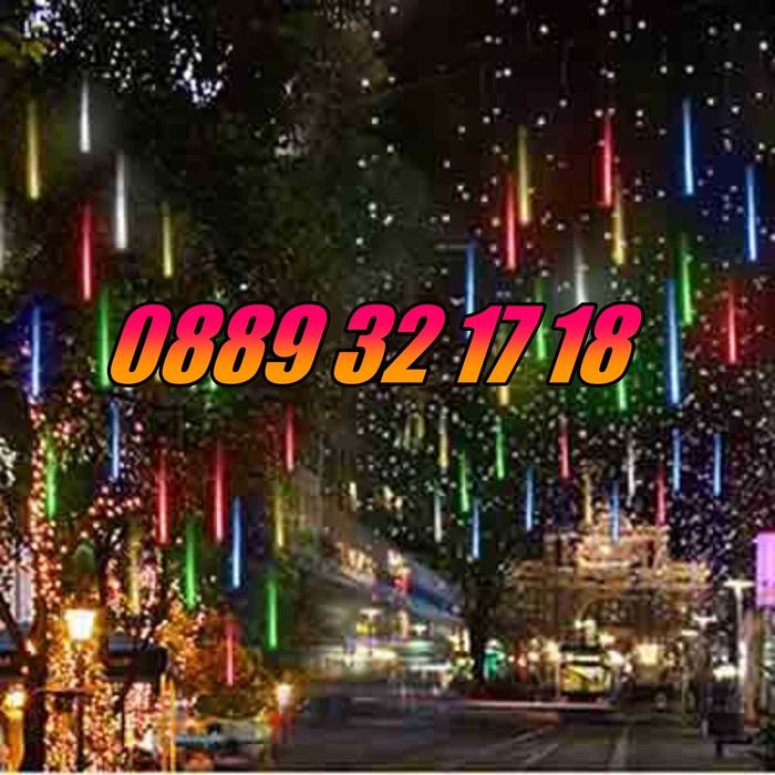 Коледни висулки падащ сняг 50 см , многоцветна, к-т от 8 тръби