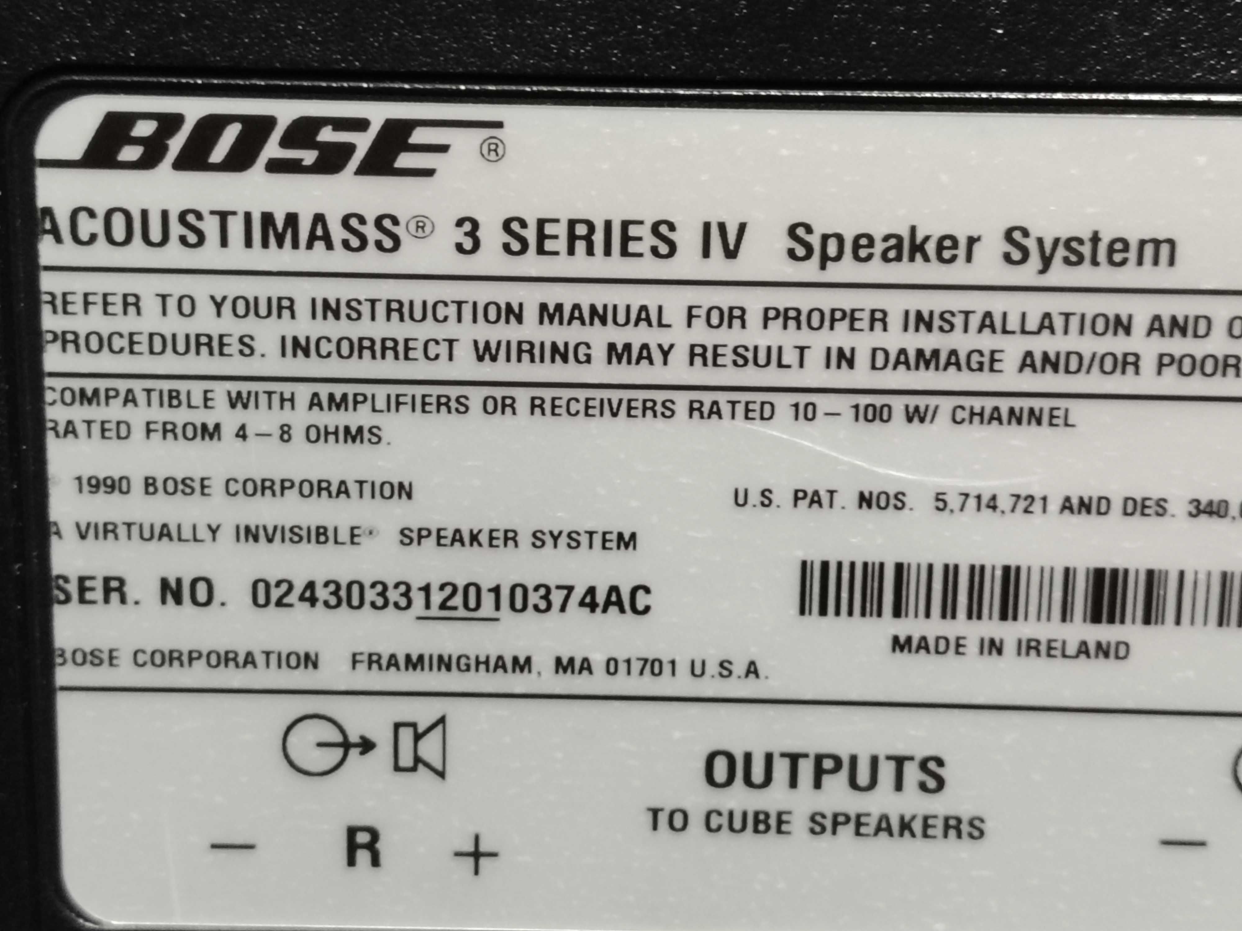 BOSE Acoustimass 3 Series lV Speaker System 2.1 subwoofer pasiv 2 boxe