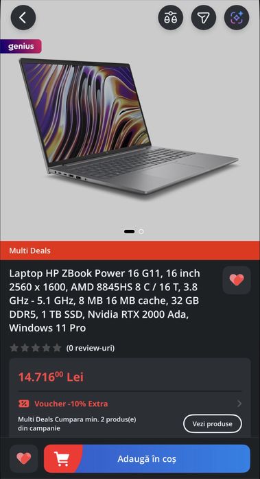Workstation HP ZBook Power 16 G11 Ryzen 7 8845HS / RTX2000 8GB / 32GB