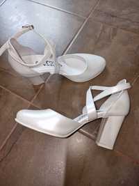 Pantofi alb sidef piele interior și exterior