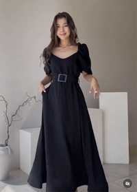 Продам новое черное платье из льна