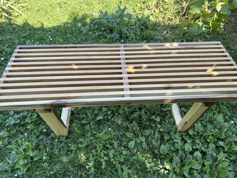 Banca Nelson gradina terasa din lemn de nuc si stejar