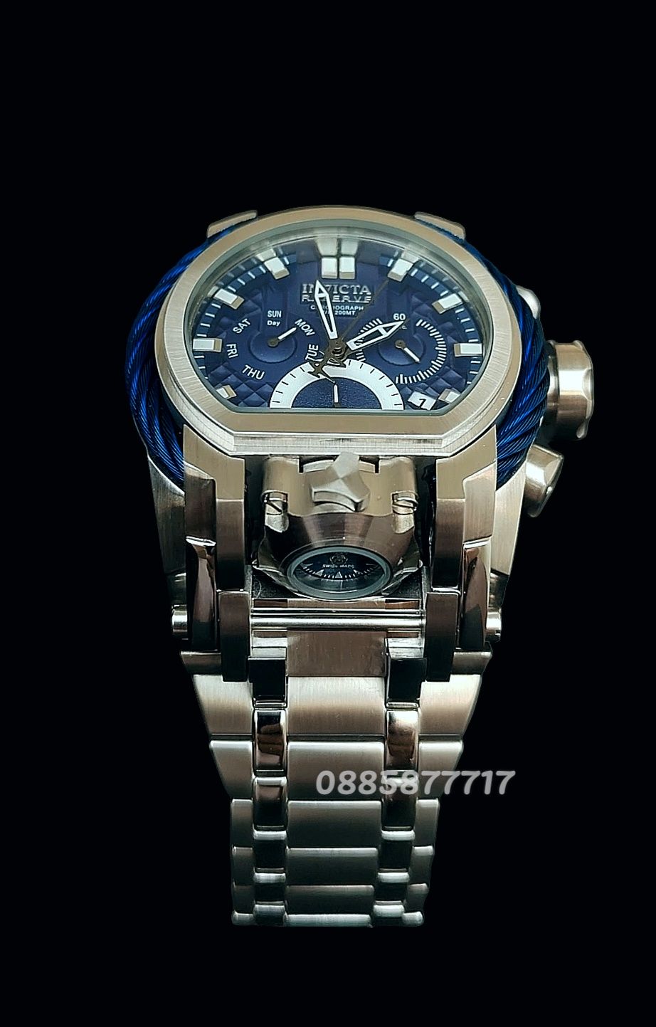 часовник INVICTA Bolt Zeus Silver/Blue 52 mm, Инвикта нов