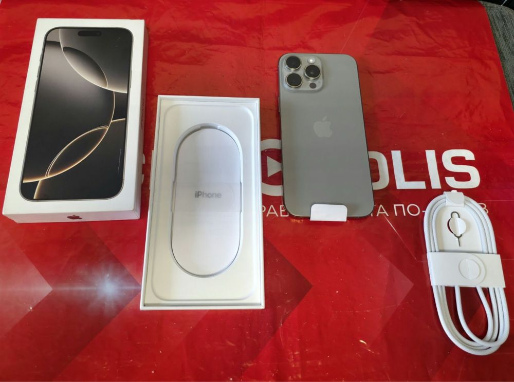 ЧИСТО НОВ 256GB iPhone 16 Pro Max Технополис Гаранция 2027 г. NATURAL