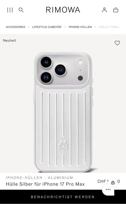 Алюминиевый чехол для iPhone 17 Pro Max Rimowa