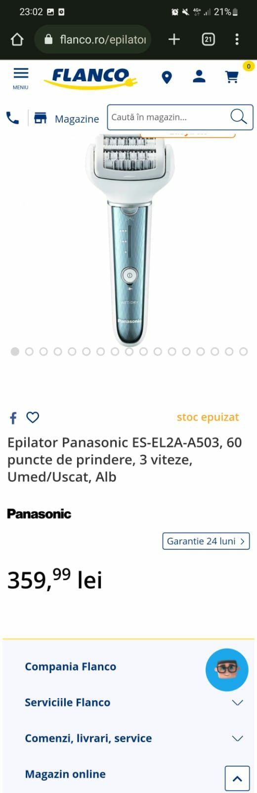 Epilator PANASONIC  ES-EL2A-A503