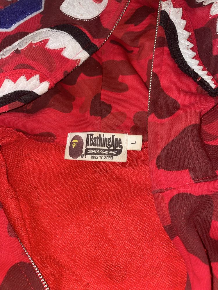 BAPE Shark Camo red hoodie