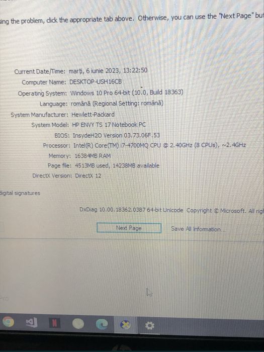 Laptop HP Envy TS touch 17” i7 4700 2,4Ghz 16gb/mem ram,1 terra hdd
