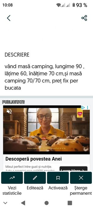 Vând masă camping