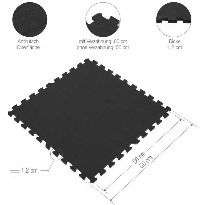 Saltea Tatami, tip Puzzle - 8 buc, negru