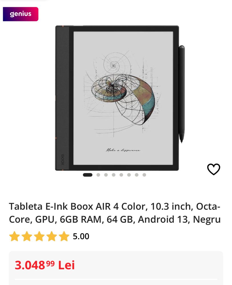 Tableta E-Ink Boox AIR 4 Color, sigilata, transport inclus