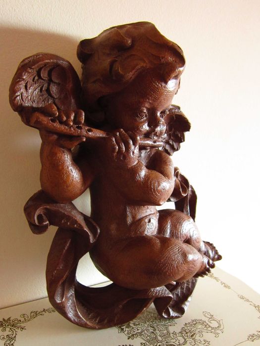 cadou rar Craciun  Inger mare sculptura lemn Germania 1950