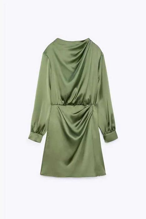 Zara rochie mini kaki verde maneci lungi