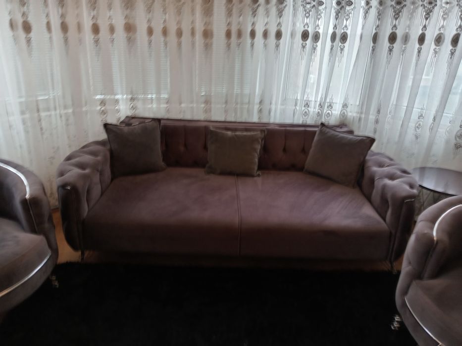 диванен комплект в тъмно сив цвят