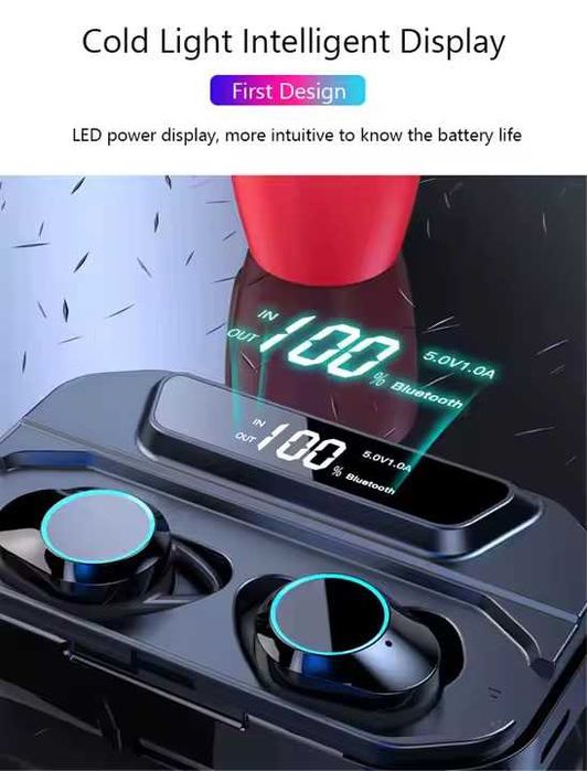 Casti Wireless G02 Bluetooth  Microfon IPX7 Powerbank 3300mAh