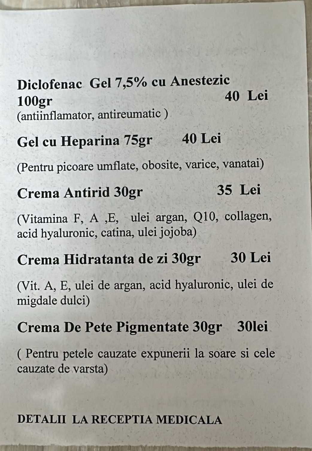 Vand Creme preparate in farmacie !!! (pentru dureri, hidratante etc.)