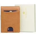 Portofel Piele Barbati,Protectie RFID,Agrafa bani, Maro